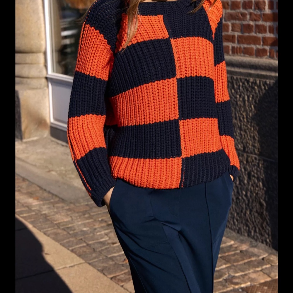 Colorblock Sweater in Orange and Black
